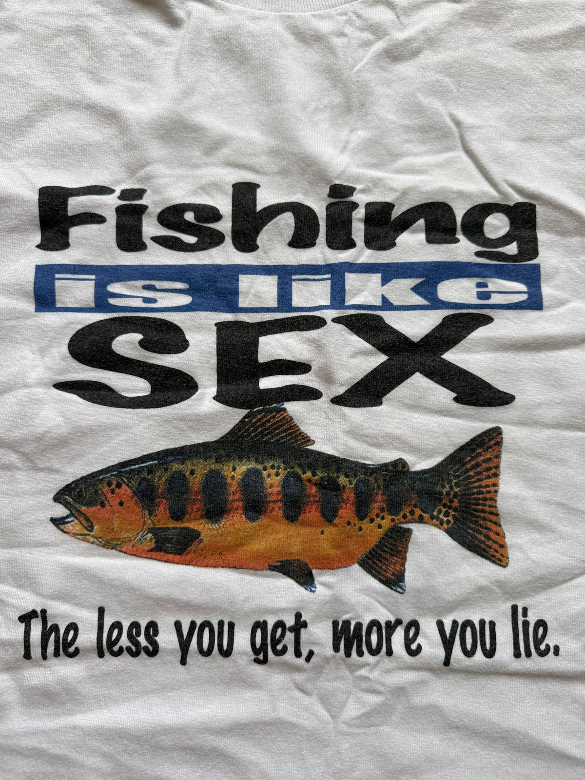 Vintage Fishing Is Like Sex Tee. Size L