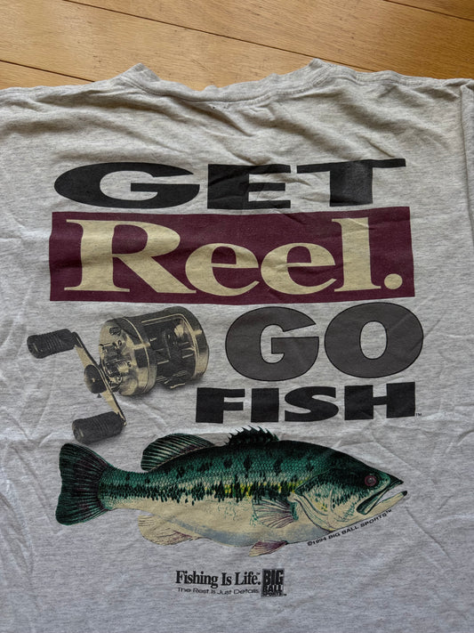 Vintage Get Reel Go Fish Tee. Size XL
