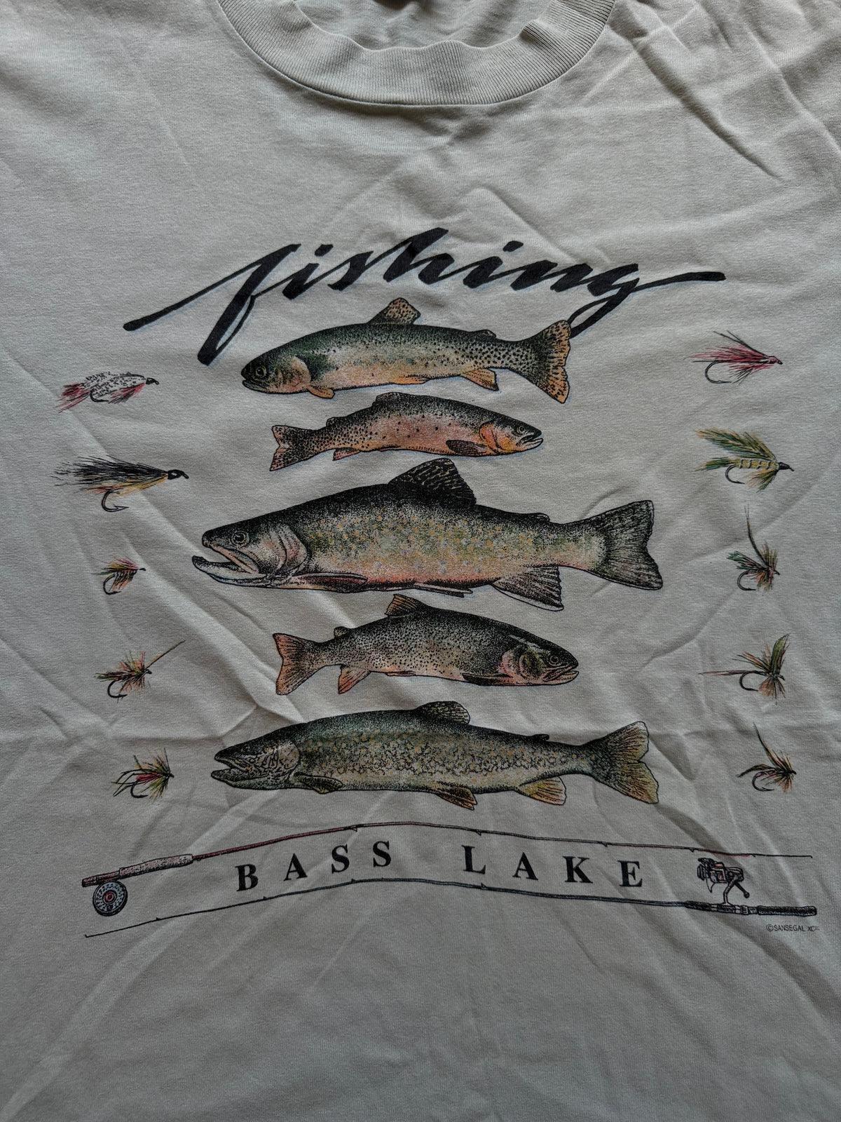 Vintage Bass Lake FIshing Tee. Size XL