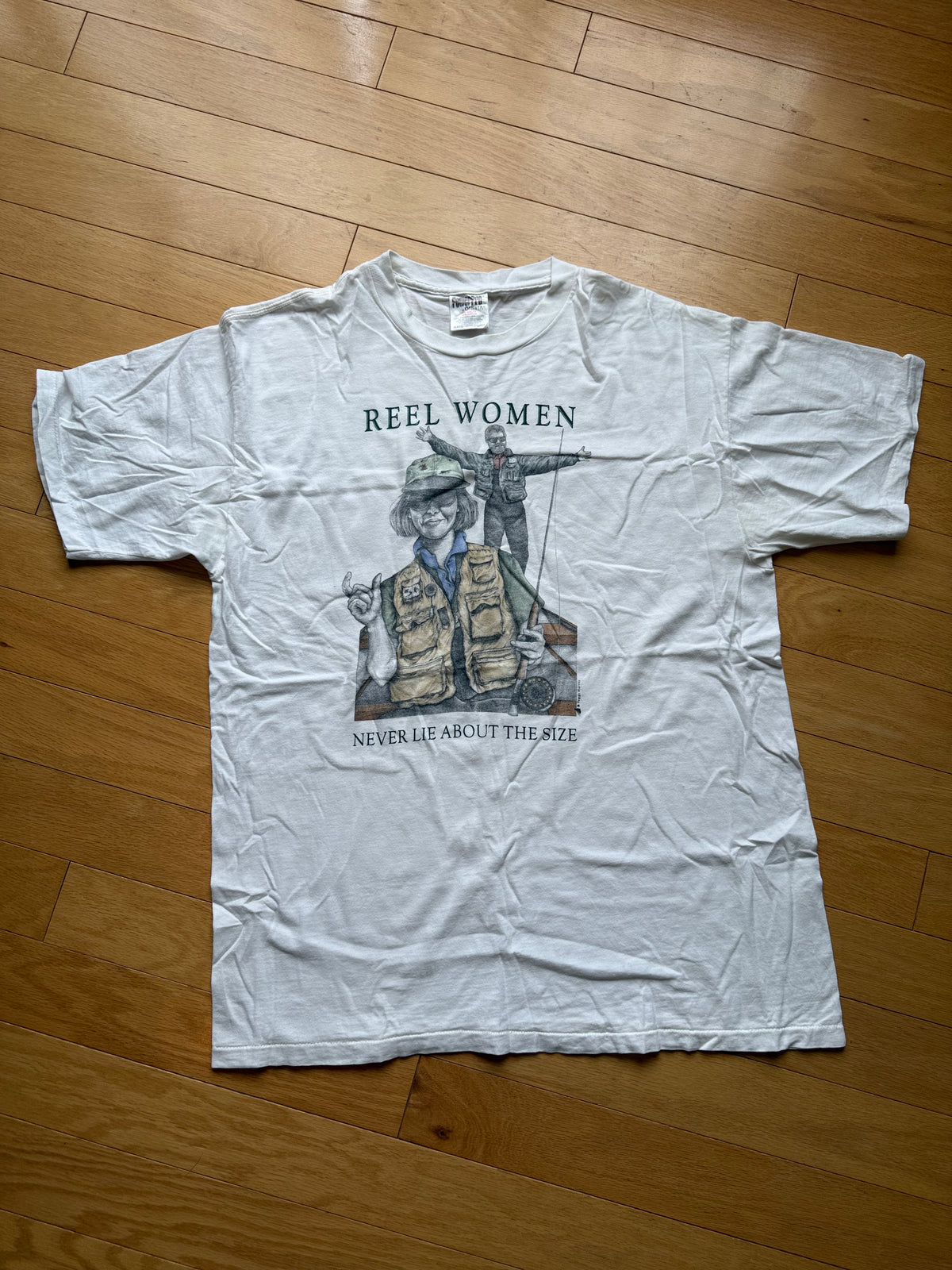Vintage Peggy Murray Real Women Never Lie Tee. Size XL