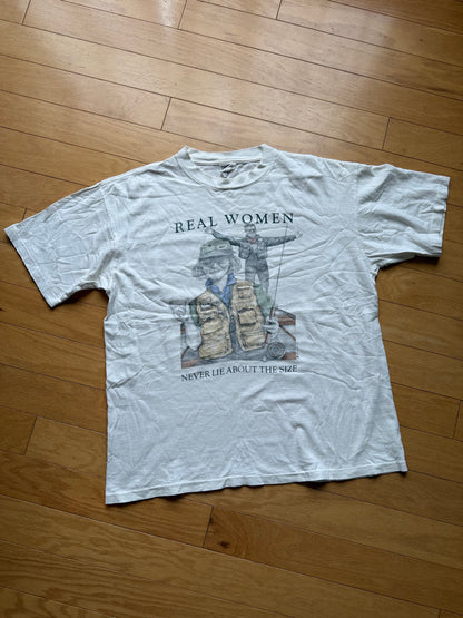 Vintage Peggy Murray Real Women Never Lie Tee. Size L