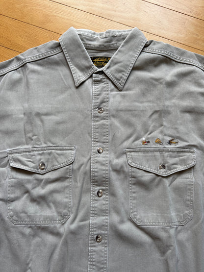 Vintage Eddie Bauer Embroidered Flies Shirt. Size XXL
