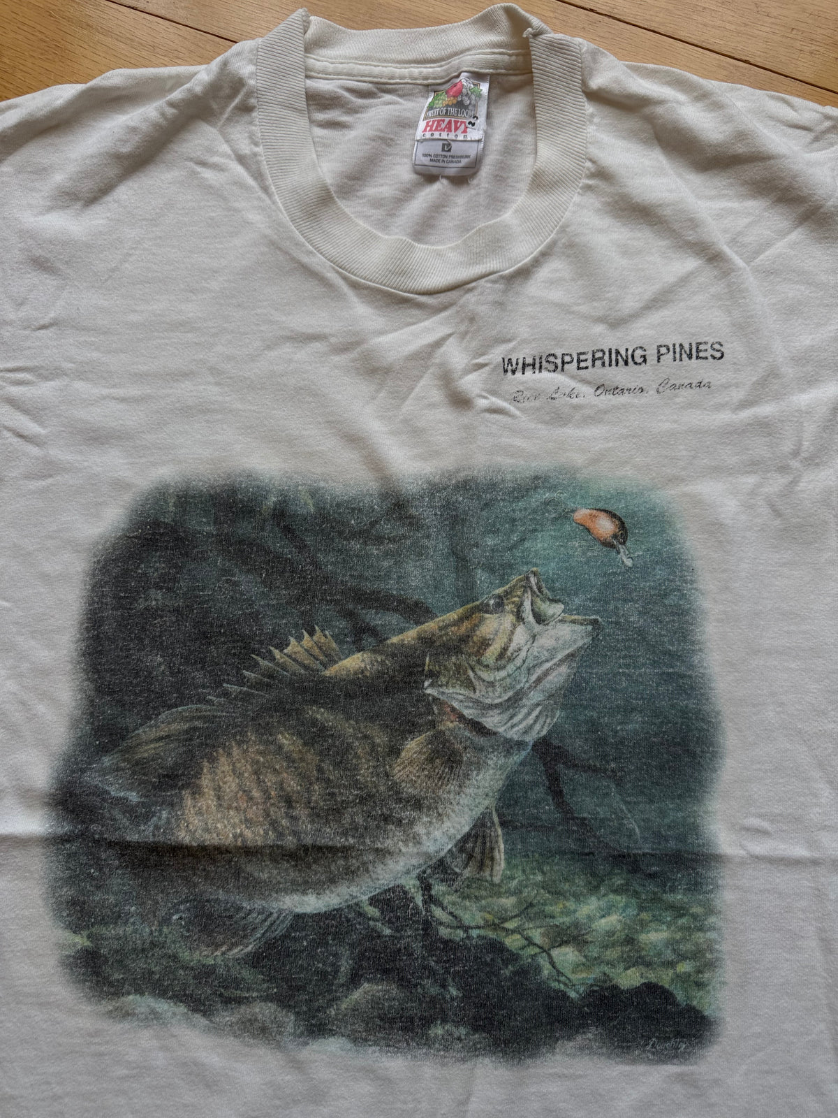 Vintage Whispering Pines Bass Tee. Size L
