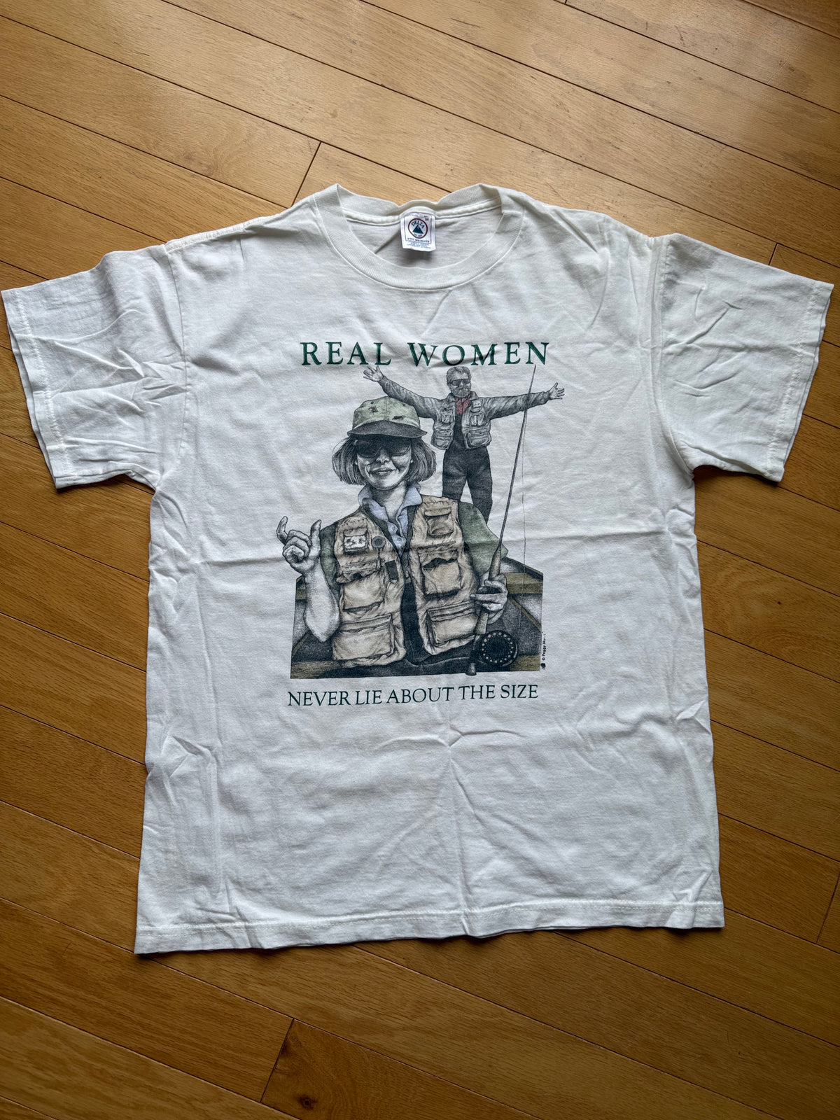 Vintage Peggy Murray Real Women Never Lie Tee. Size M