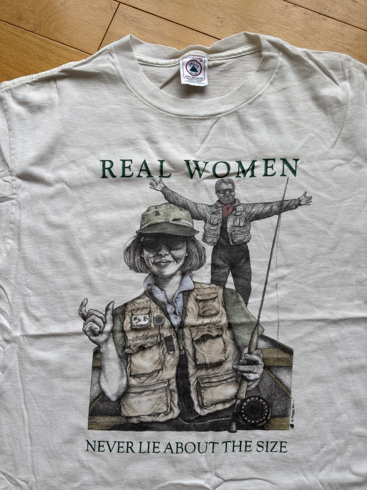 Vintage Peggy Murray Real Women Never Lie Tee. Size M