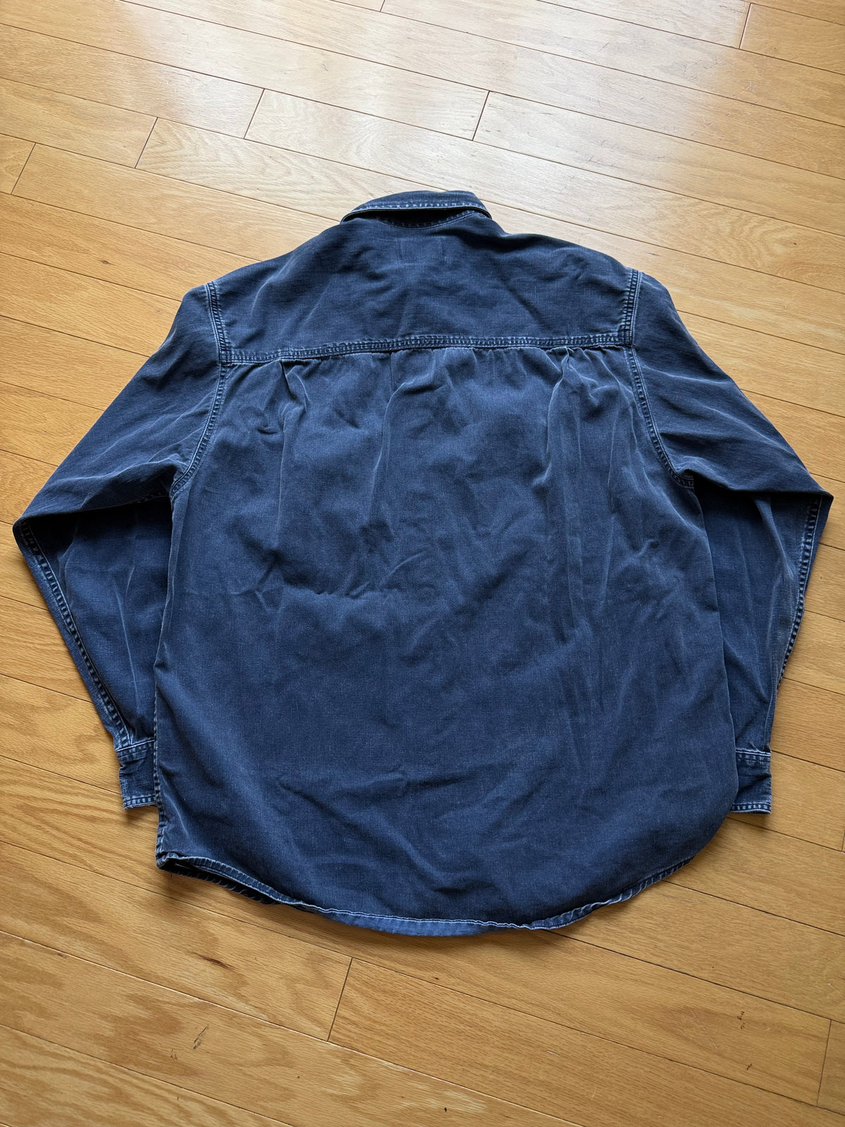 Vintage Eddie Bauer Embroidered Flies Shirt (Dark Denim). Size L