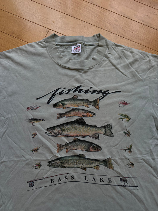 Vintage Bass Lake FIshing Tee. Size XL