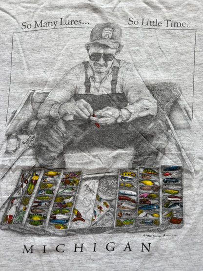 Vintage Peggy Murray So Many Lures Tee. Size XL