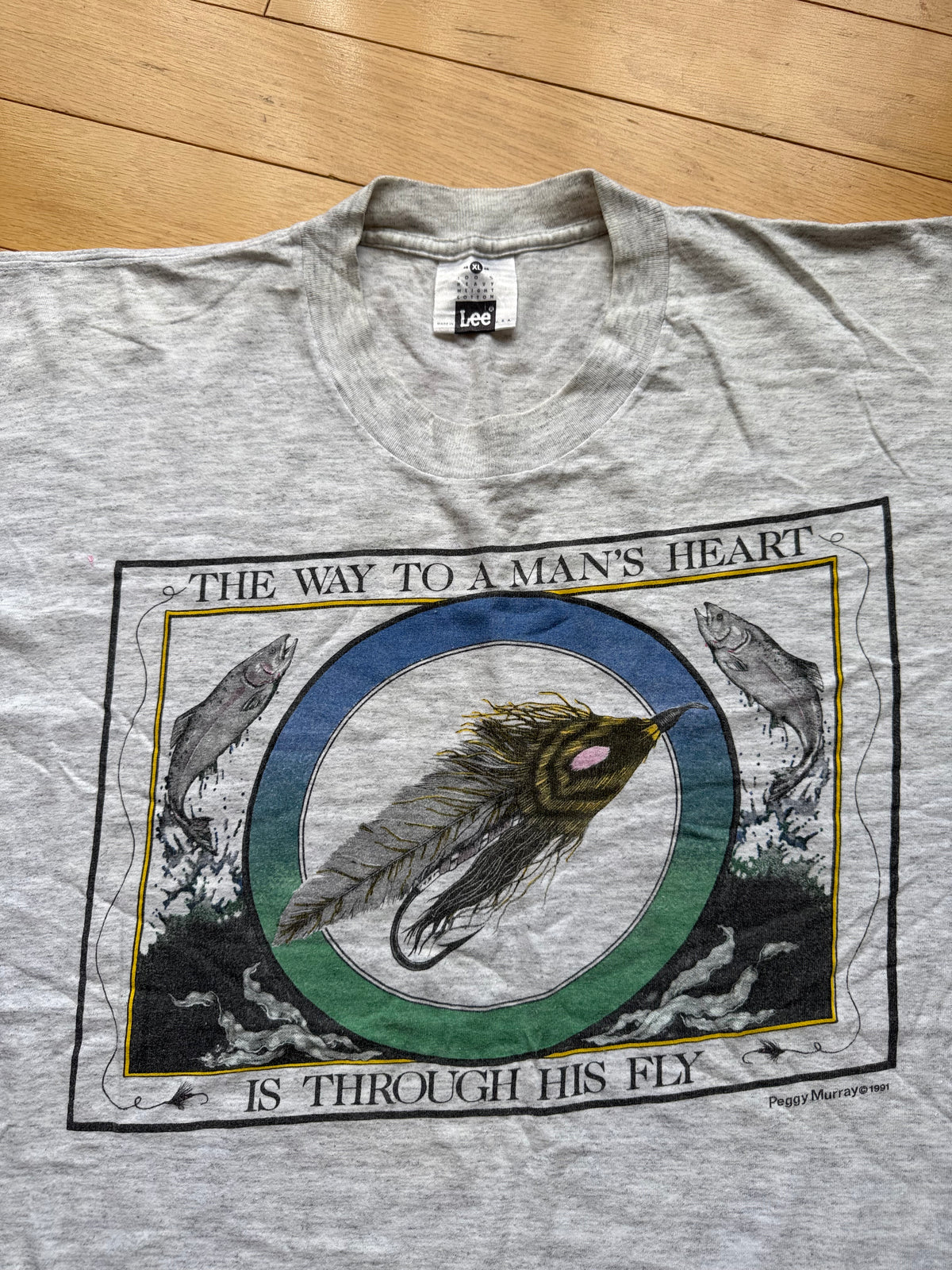 Vintage Peggy Murray Way To A Man's Heart Tee. Size XL