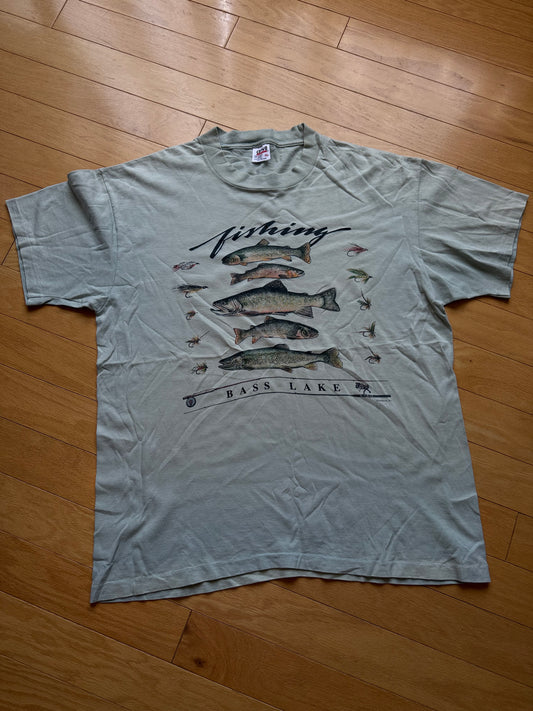 Vintage Bass Lake FIshing Tee. Size XL