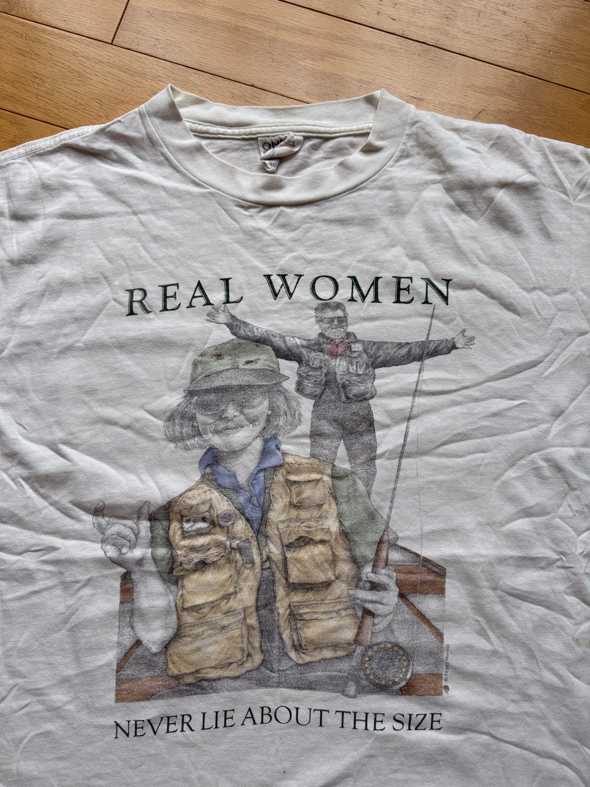 Vintage Peggy Murray Real Women Never Lie Tee. Size L