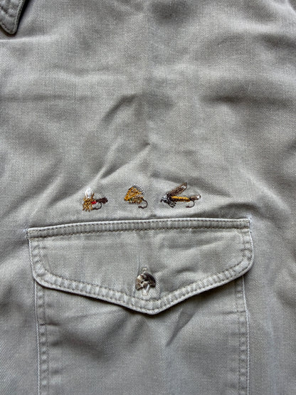 Vintage Eddie Bauer Embroidered Flies Shirt. Size XXL