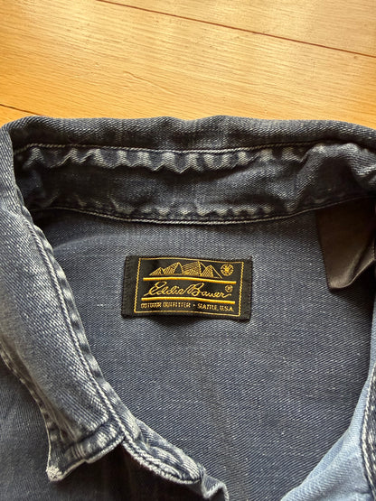 Vintage Eddie Bauer Embroidered Flies Shirt (Dark Denim). Size L