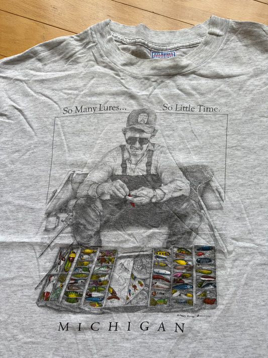 Vintage Peggy Murray So Many Lures Tee. Size XL