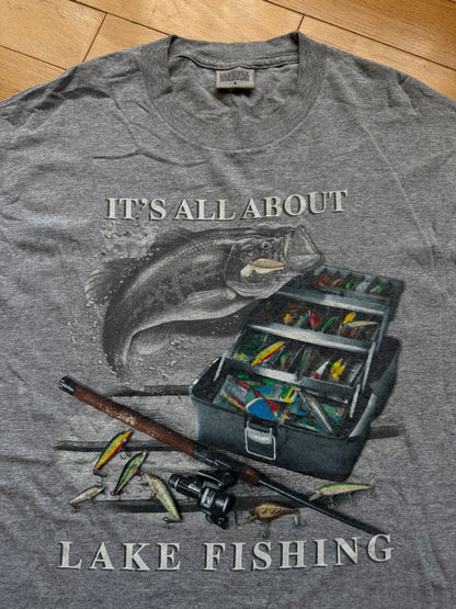 Vintage All About Lake Fishing Tee. Size L