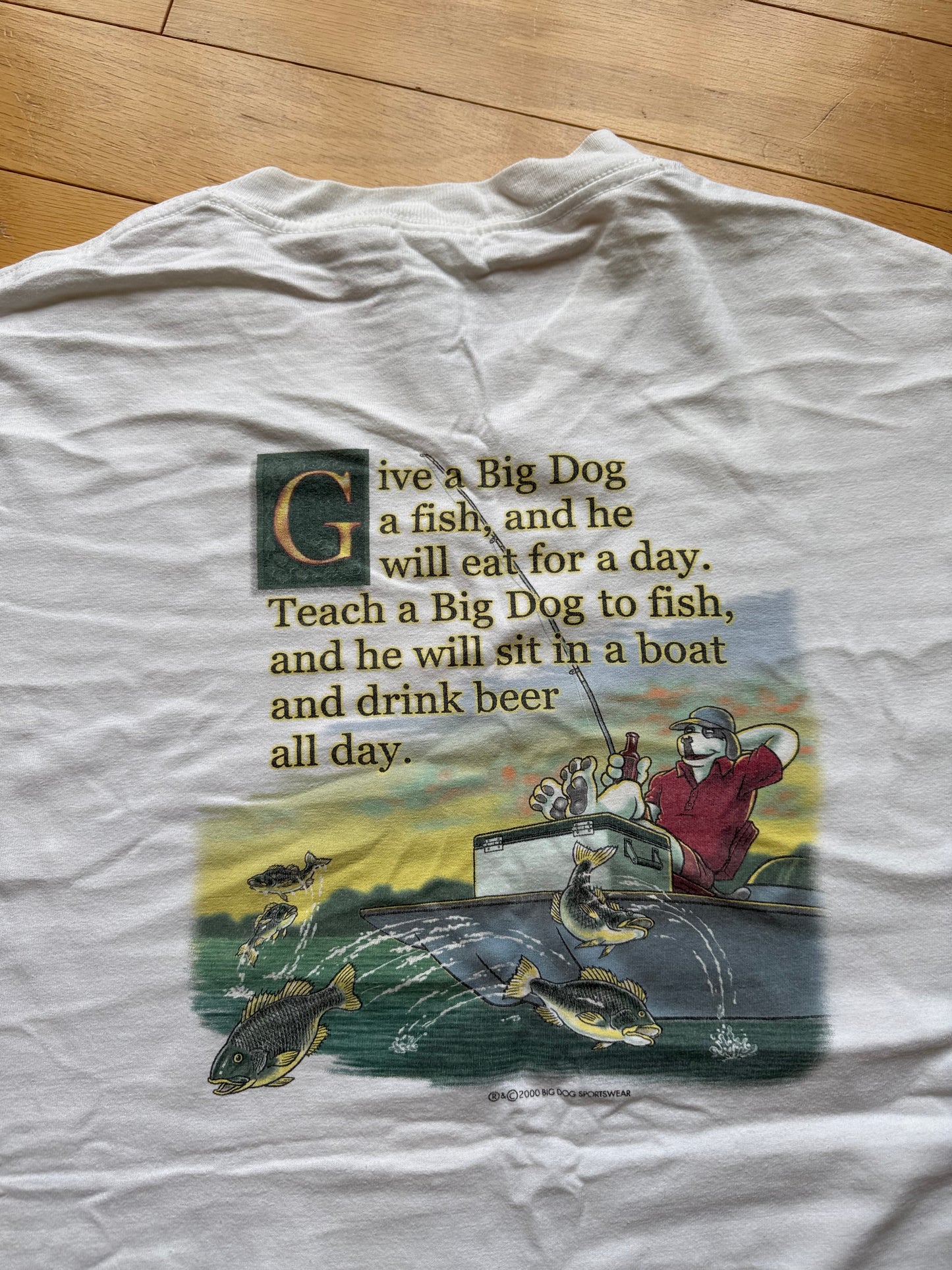 Vintage Big Dogs Give a Big Dog a Fish Tee. Size XL