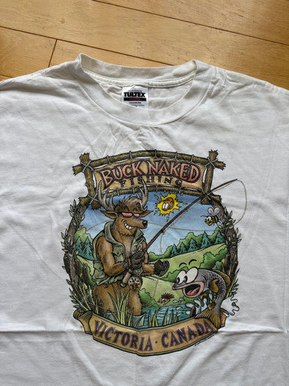 Vintage Buck Naked Fishing Tee. Size XL