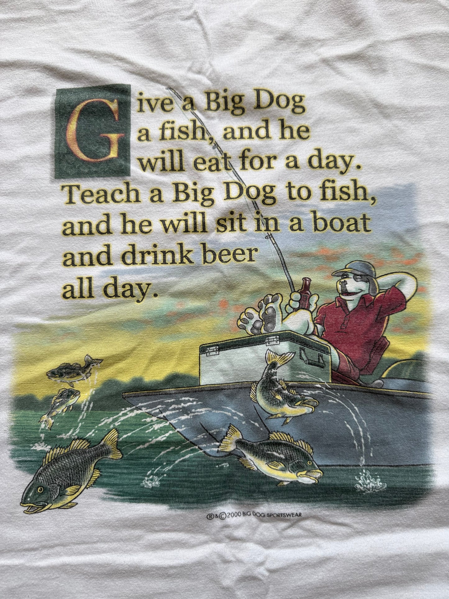 Vintage Big Dogs Give a Big Dog a Fish Tee. Size XL