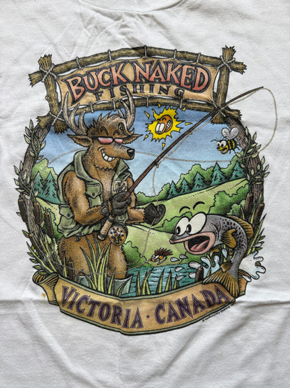 Vintage Buck Naked Fishing Tee. Size XL