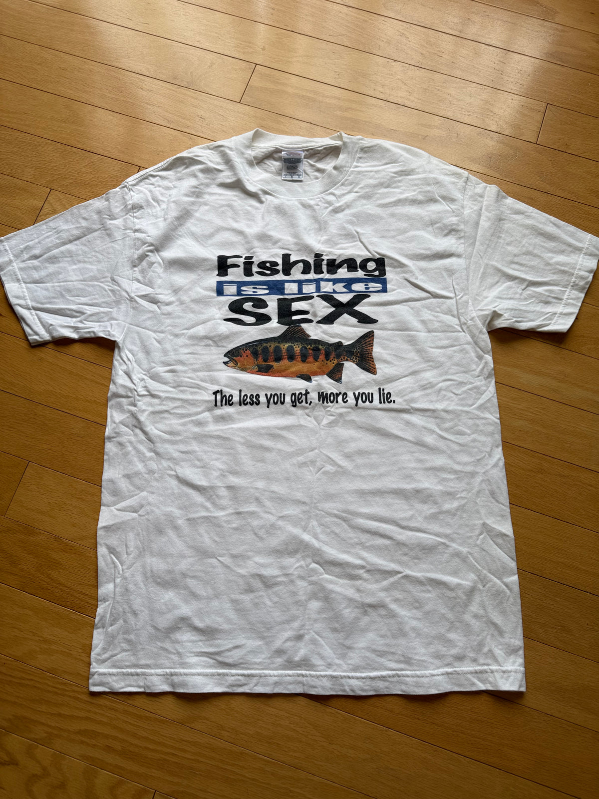 Vintage Fishing Is Like Sex Tee. Size L