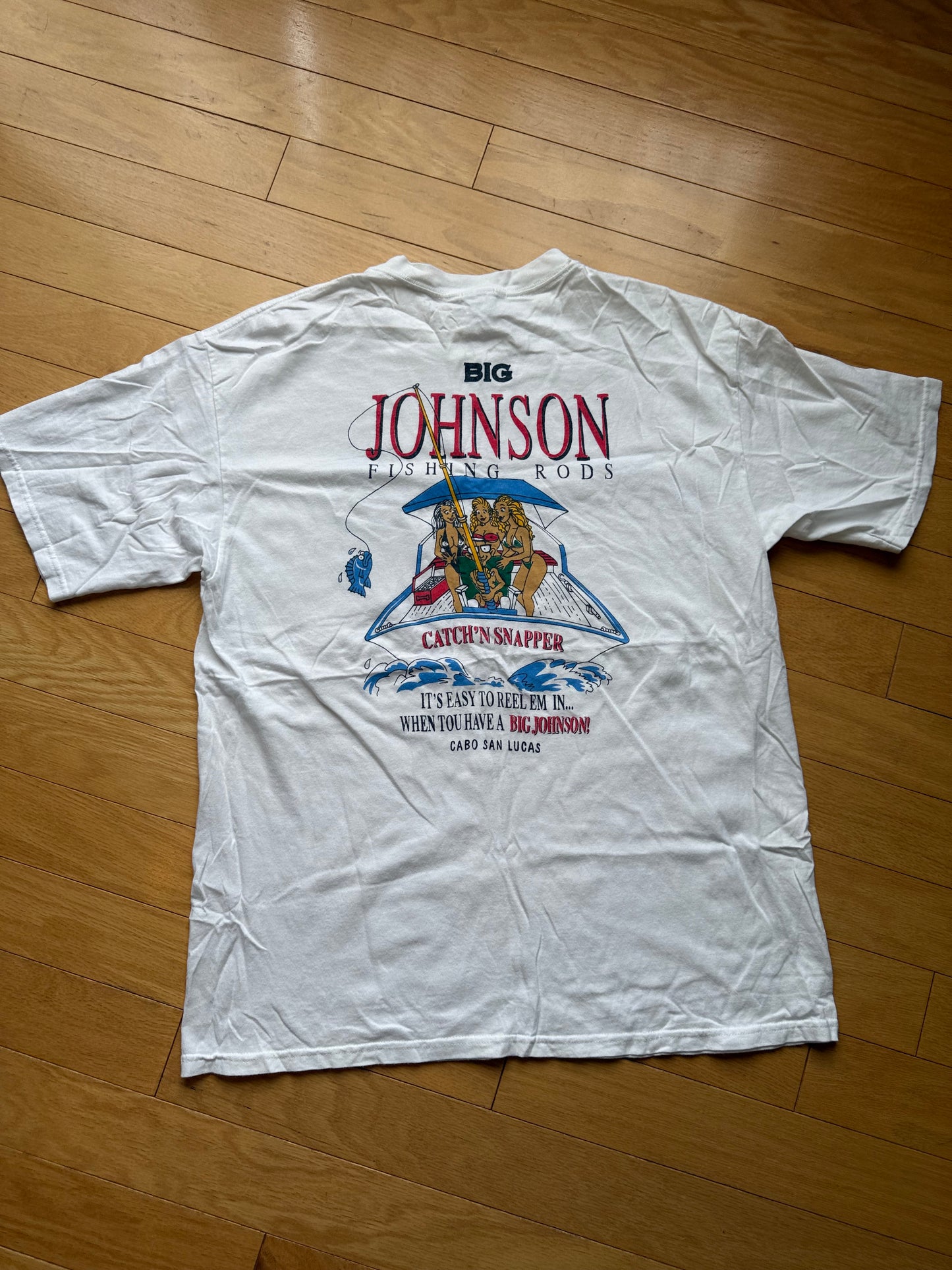 Vintage Big Johnson Easy To Reel Em In Tee. Size XL