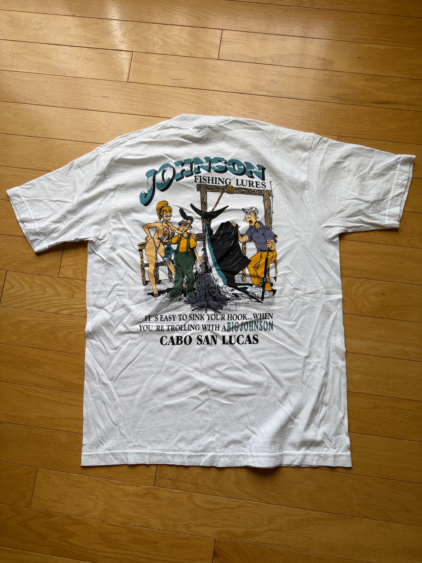 Vintage Big Johnson Easy to Sink Your Hook Tee. Size L