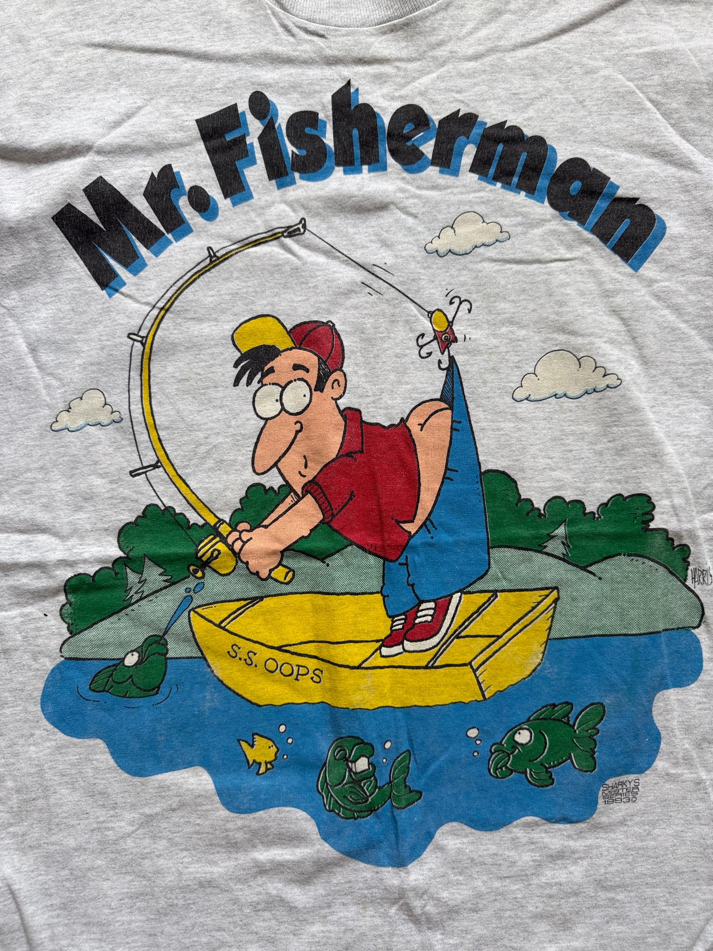 Vintage Mr. Fisherman S.S. Oops Tee. Size XL
