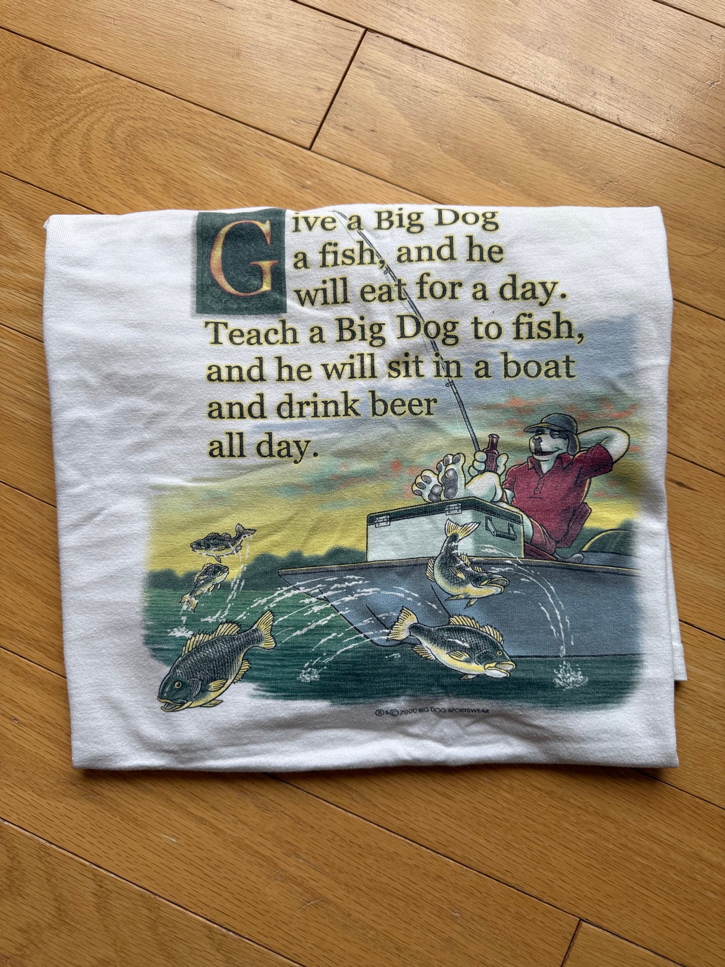 Vintage Big Dogs Give a Big Dog a Fish Tee. Size XL