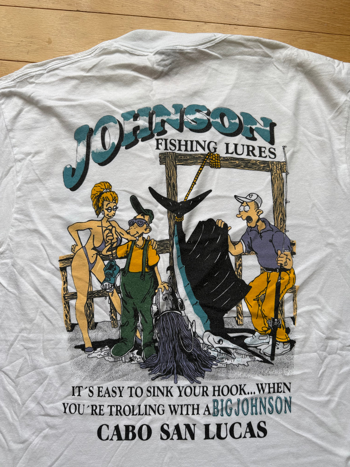 Vintage Big Johnson Easy to Sink Your Hook Tee. Size L